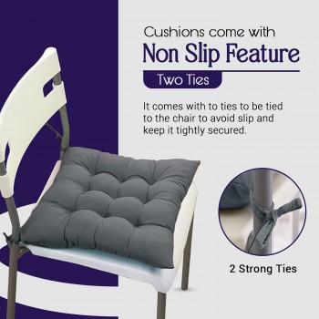 Sale Active Chair Cushions for Sitting with Straps | 16x16 Inch Cotton Dining Chair Pads - Pack Of 2
